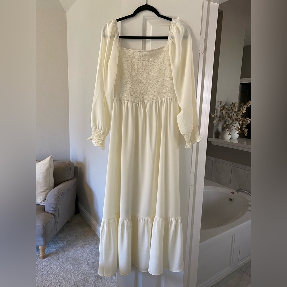 Long Sleeve White Boho Dress